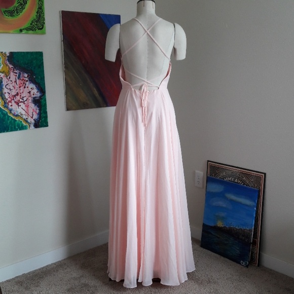 Halter Chiffon Prom Evening Formal Backless Gown - Picture 5 of 8